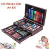 Set de materiale de artă cu 123 de piese, trusă de artă deluxe din lemn pentru pictură manuală și colorat, materiale de artă pentru pictură și colorat (1 set)