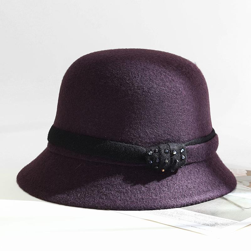 New wool bucket hat women's autumn and winter elegant basin hat outdoor leisure warm woolen top hat
