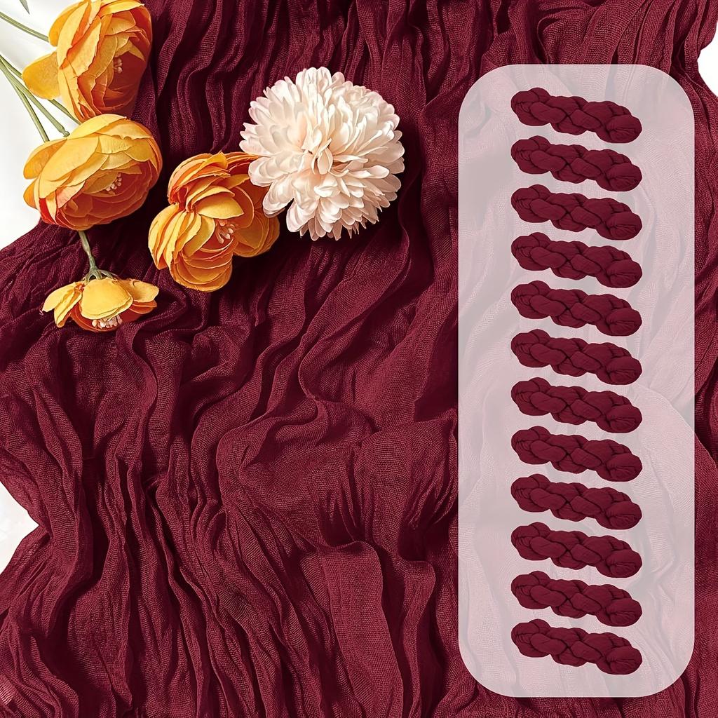 12er-Pack Käsetuch Tischläufer Nordischer Zopfmuster Tischdecke Hochzeitsfeier Tischdekoration Plissierter Boho Tischläufer Dekor