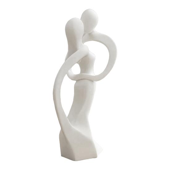 3D Printed Couple Sculpture Style Matte Nordic Modern White