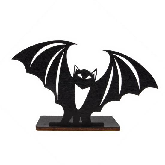 Stable Wooden Candle Holder Halloween Bat Ornament, Solid Wood Tea Holder, Small Holders Spooky Decoration, for Desktop Electronic Candles Decor