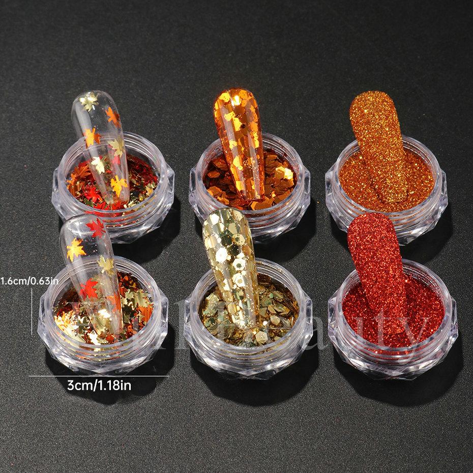 Nail Art Sequins Ins Autumn Thanksgiving Maillard Color Fantasy Maple Leaf Sequins Glitter Set