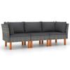 3-seater Garden Sofa Grey Wicker - vidaXL