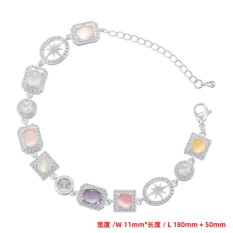 

Изысканный Роскошный Медный Браслет-Ожерелье с Цветными Бриллиантами, Геометрическая Сплайсинг, Персонализированный Набор Дофаминовой Бижутерии Vl699-700