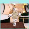 Elegant Multi-colored Rhinestone Virgin Mary Cross Pendant Necklace For Women Gift