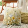 Federa Cuscino Decorativo Floreale Botanico Giallo Margherita Acquerello, Morbido Pastello