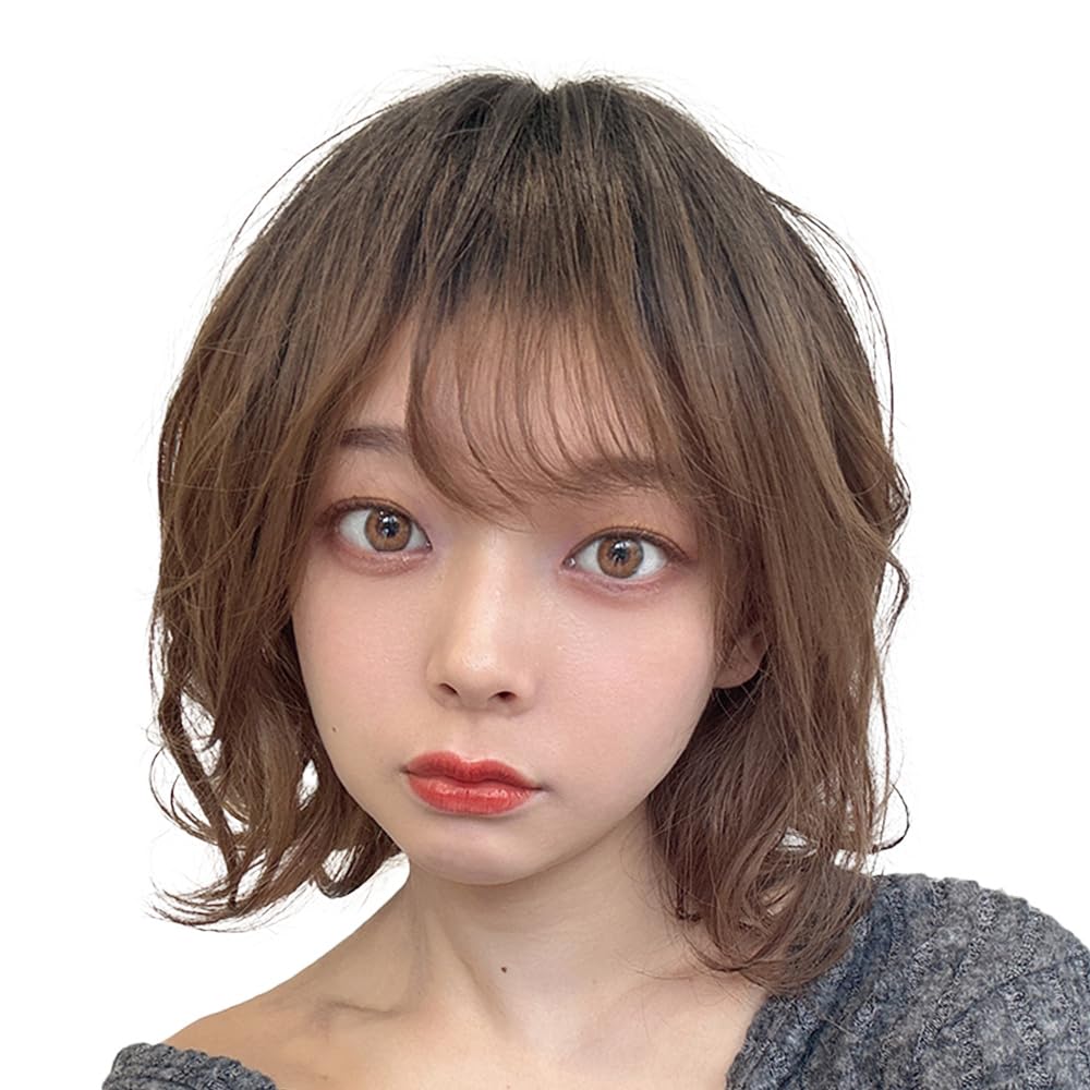 AQUADOLL (Aquadoll) Bob Midi Curl Full Wig, High Tone Ash Blonde, Pink Brown, Free Size, P-AMB. Almond Brown Pudding, wg345P-AMB