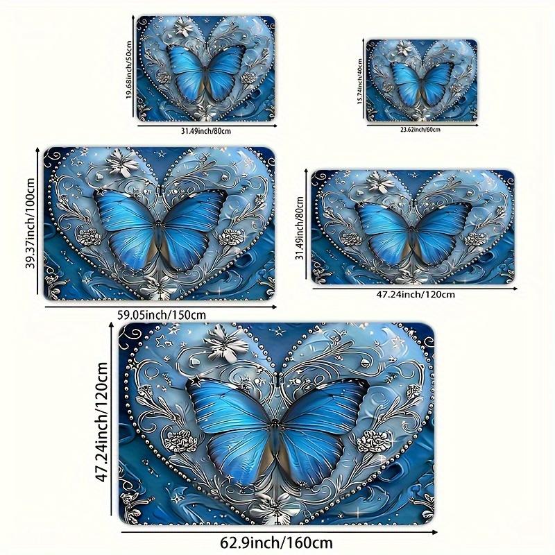 Butterfly & Hearts Gaming Room Rug - Machine Washable Floor Mat for Bedroom Kitchen Laundry Bathroom Entryway Home Decor