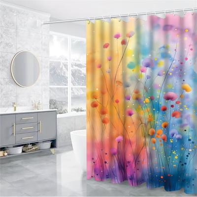 Abstrakter Blumige Fantasie Duschvorhang - Bunte Blumen & Traumhafter Hintergrund, Wasserdichte Dekoration Verleiht dem Badezimmer Künstlerische Schönheit