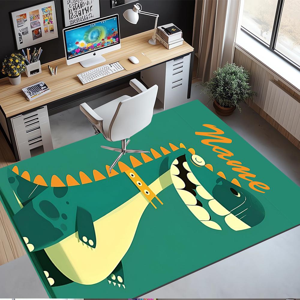 Custom Name Dinosaur Printed Carpet,Rug for Office Chair Living Room Bedroom Kitchen Room Decor Gifts.