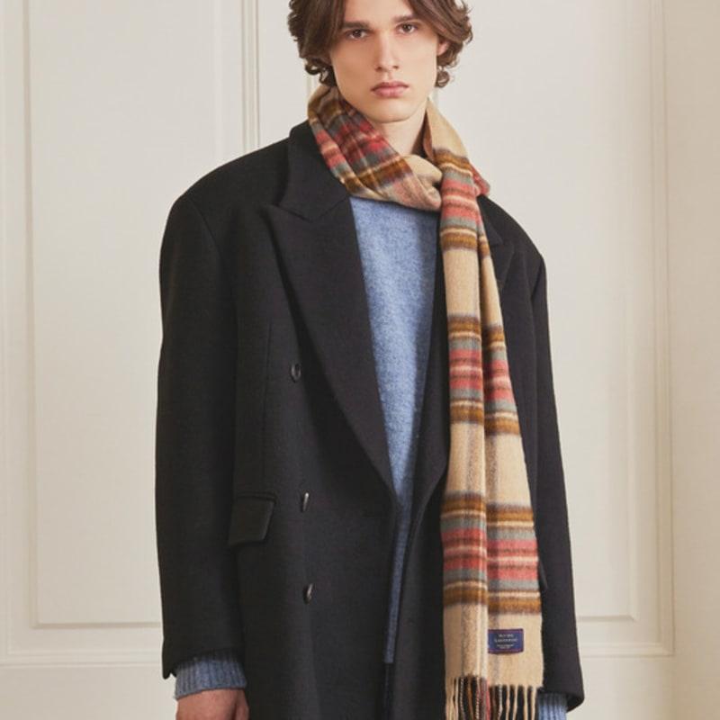 ABRAHAM MOON Merino Wool Shawl Muffler 50cm - Antique Dress Stuart