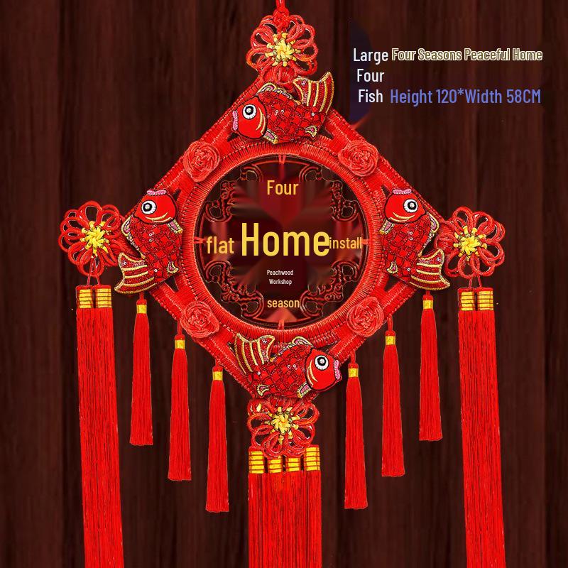 Fu Character Large Pendant: Peach Wood Chinese Knot for Home Decoration or Housewarming Gift