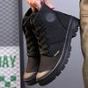 Men Boots Canvas Ankle Boots Retro Lace Up Rubber Boots Outdoor Hiking High Top Men Shoes High Quality Non Slip Work Boot