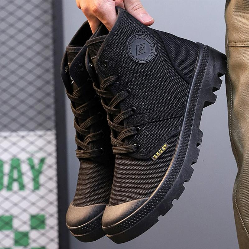 Pánské boty Plátěné kotníkové boty Retro šněrovací Gumové boty Outdoorové turistické Vysoké pánské boty Vysoká kvalita Protiskluzové Pracovní boty