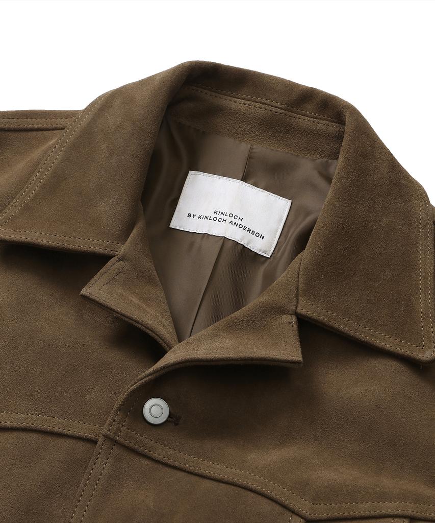Connect Kinloch [Real Leather] Cow Suede Trucker Jacket (Brown)