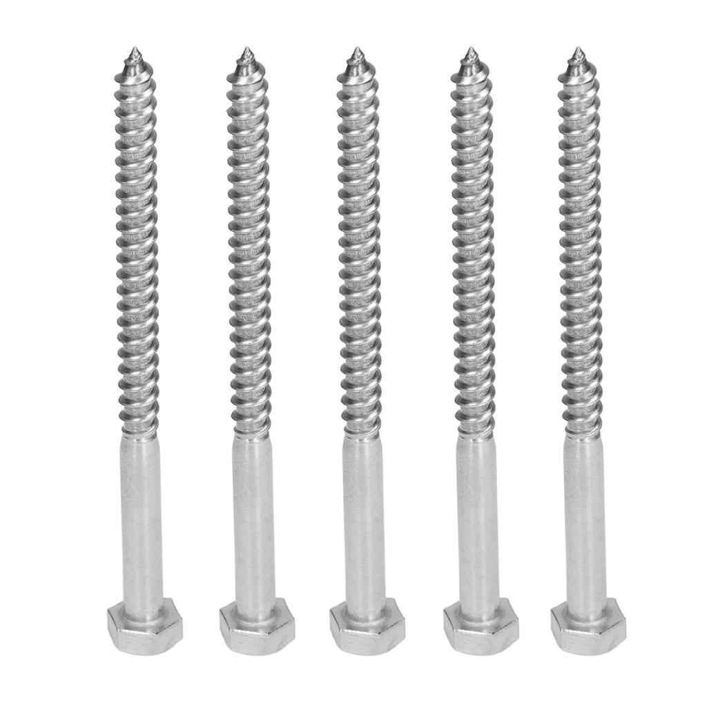 304 Stainless Steel Half Thread Bolt Wood Hex Lag Screws Self Tapping Wood Coach ScrewM8x120MM