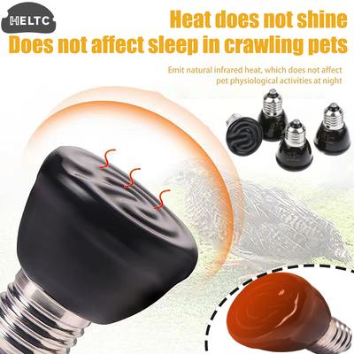 1Pc 220-240V Far Infrared Heating Lamp Black Ceramic E27 Pet Warmer Bulb Brooder Chickens Tortoise Lizard Reptile Light 20-80W