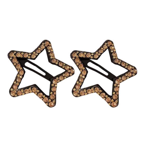 Hairpins Rhinestones Shining Hollow Five-Pointed Star Shape Hair Clips Stable Non-Damaging Hair