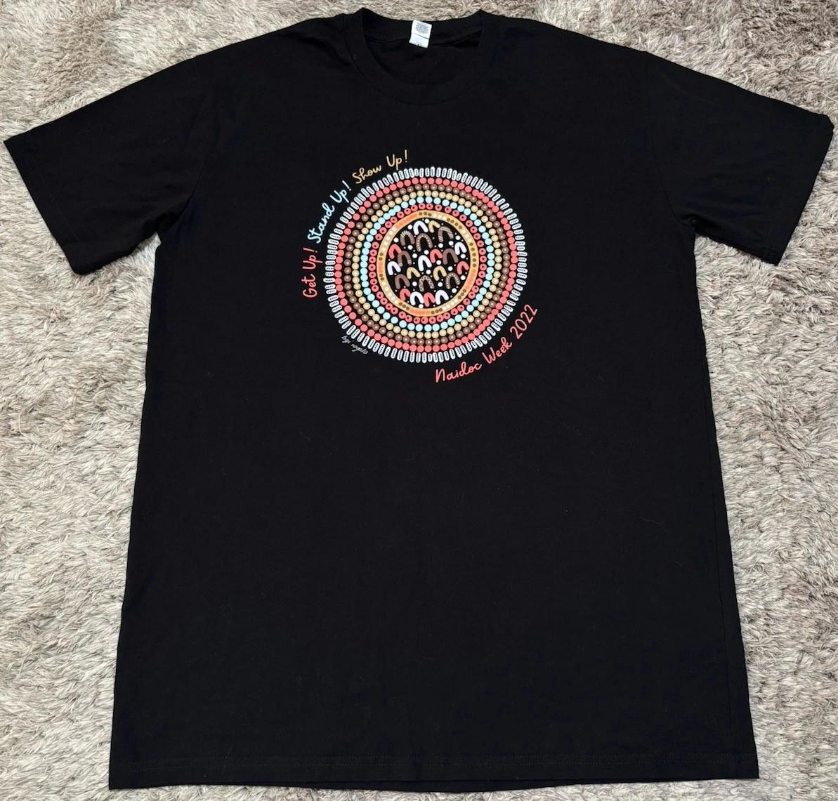 T43 New Indigenous NAIDOC 2022 Aboriginal Australia Black T Shirt Mens Size L L