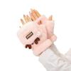 Women's Winter Warm Color Block Reindeer Flip Fingerless Gloves - Fleece Lined, Thickened & Anti-Freeze for Writing & Cycling