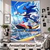 Wall Hanging Tapestry With Custom Name & Text, Sonic Decorative Tapestry For Bedroom