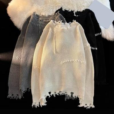 Herren Rundhalsausschnitt Lockeres Oberteil Lässiger Sport Retro Pullover Übergröße Langarm Pullover Strickpullover