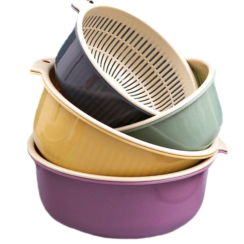 Zwei-Schichten-Gemüsewaschkorb: Dickes, hohles Siebdesign für Küchenspülen - Ideal zum Waschen von Brokkoli und Muscheln.