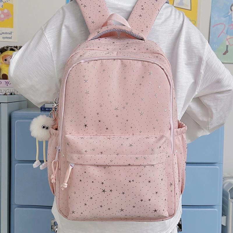 Schoolbag Korean Ins College Wind Star Backpack Women's Large Capacity High School Student Lightweight School Bag New Middle School Student Backpack
