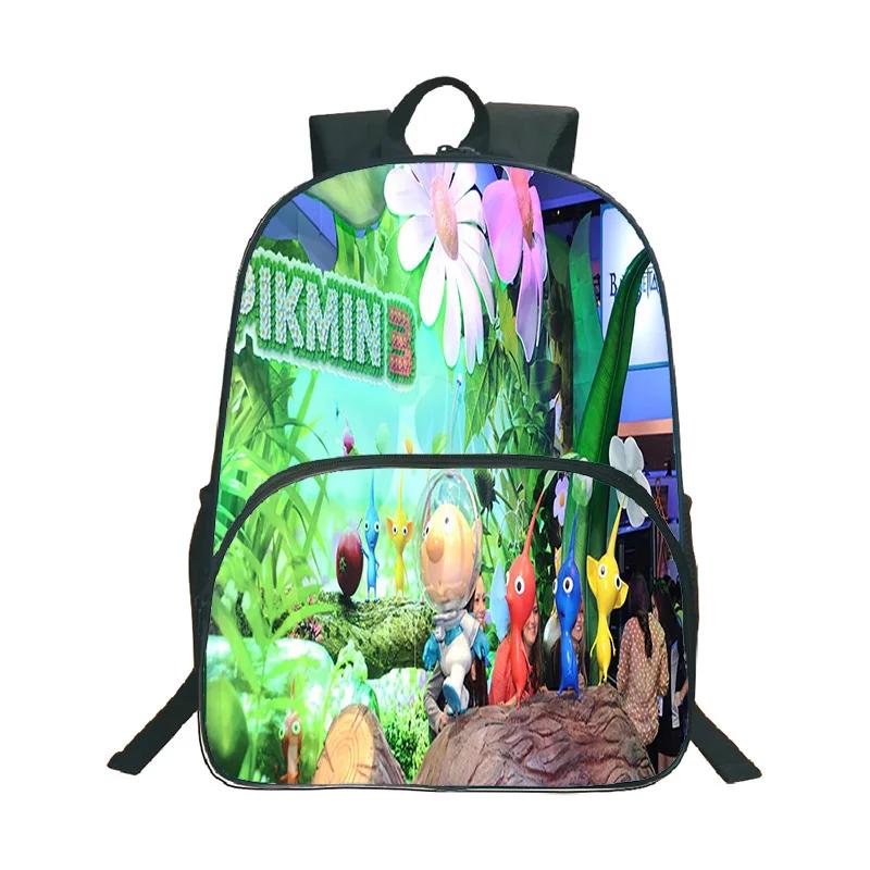 Pikmin 3D Cartoon Print Backpack Boy Girl Fashion Casual Pattern Schoolbag 16inch Fun Waterproof Knapsack DIY Custom Backpacks