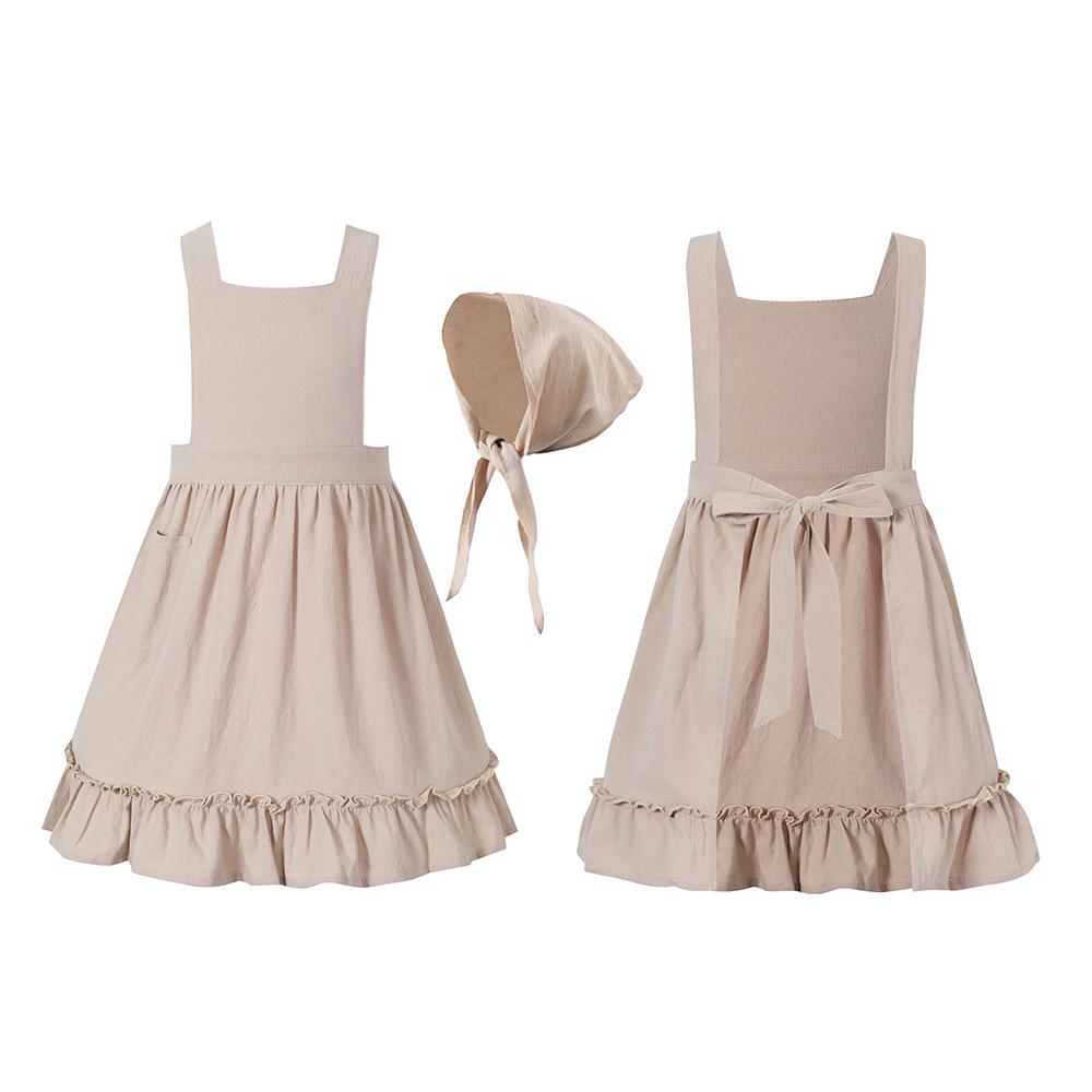 Kids Girls Children's Day Poor Maid Dress Apron Sets Cosplay Costume Stage Performance Pastoral Farm Frence Lolita Dress Up Halloween Outfit