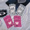 Fingerless Rivet Gloves PU Leather Patent Leather Gloves Unisex Half-palm Gloves  Girls