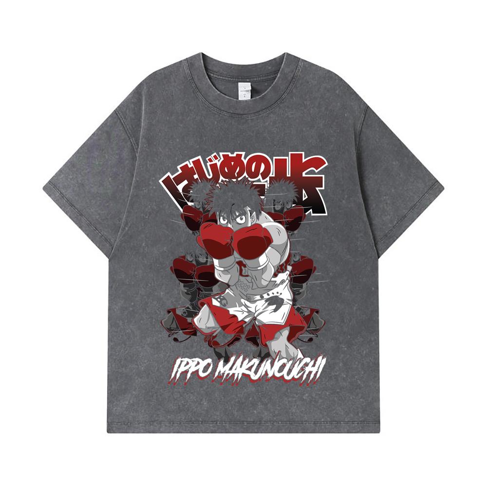 275 GSM Washed T-shirts 100% Cotton Hajime no Ippo V11 Ippo Print Unisex Heavy Cotton T Shirt