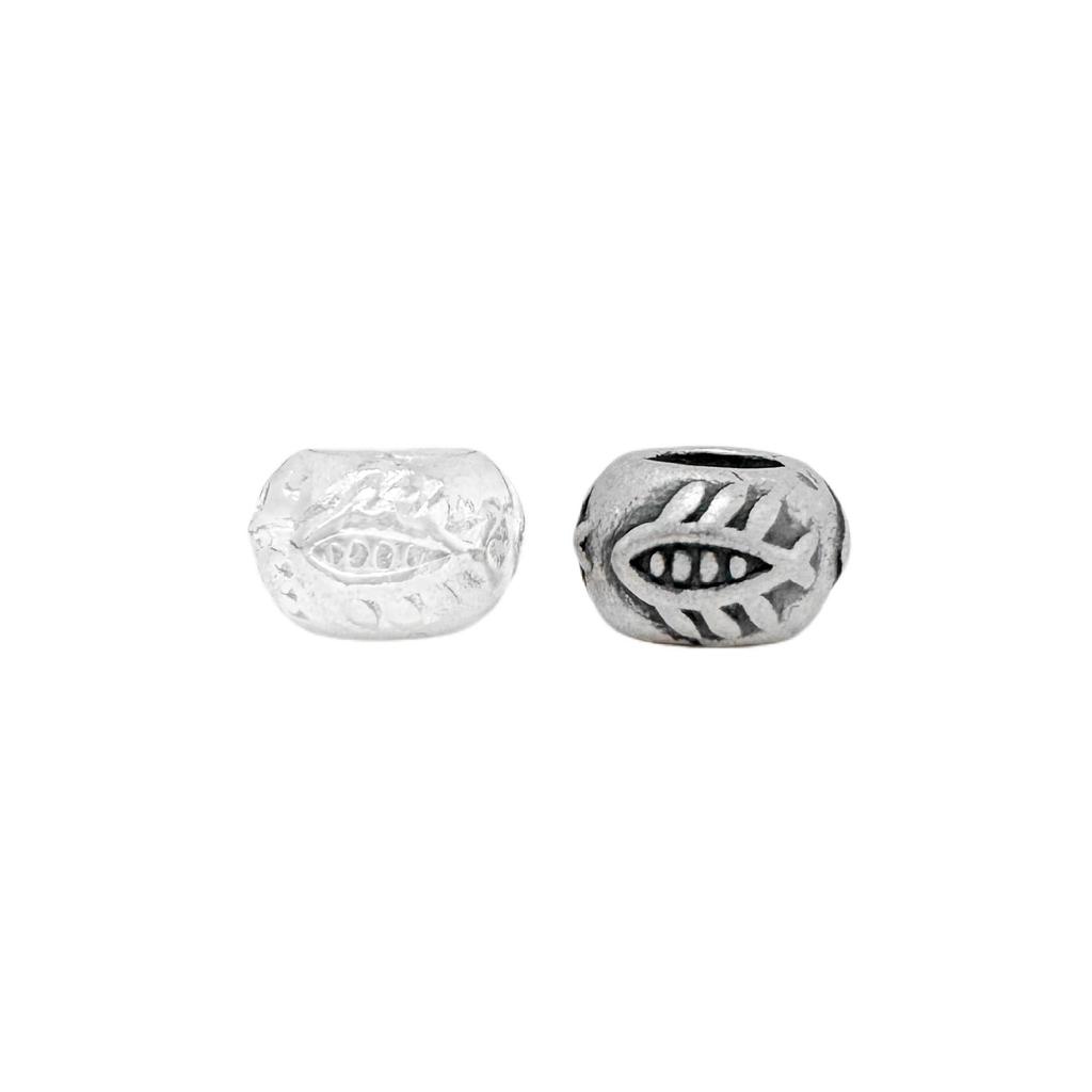 S999 Sterling Silver Retro Fish Wheel Beads for DIY Jewelry