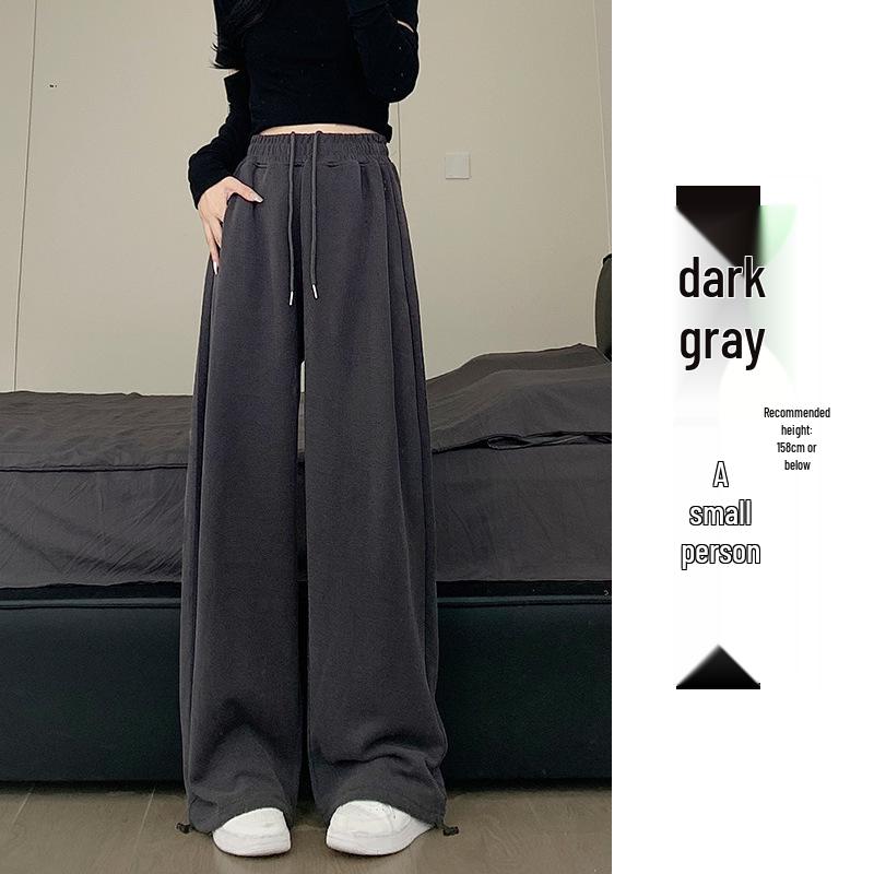 2024 Damen Weiß-Grau Hochtailliert Locker Weitbein Lässige Schlankmachende Jogginghose