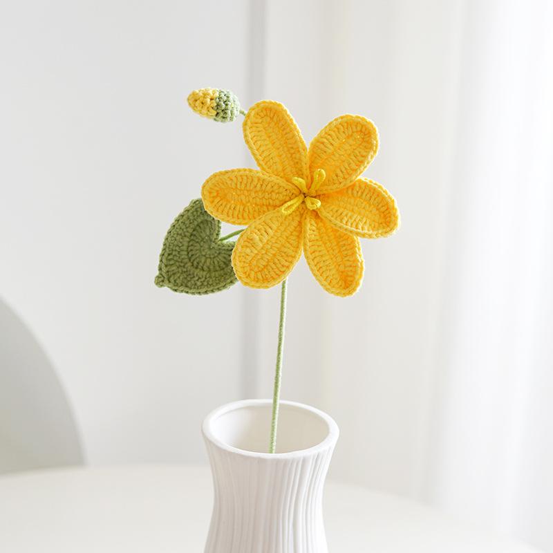 Paulownia Crochet Flower Bouquet Creative Knitted Flowers Wedding Bride Flower Handwoven Plant Home Decor