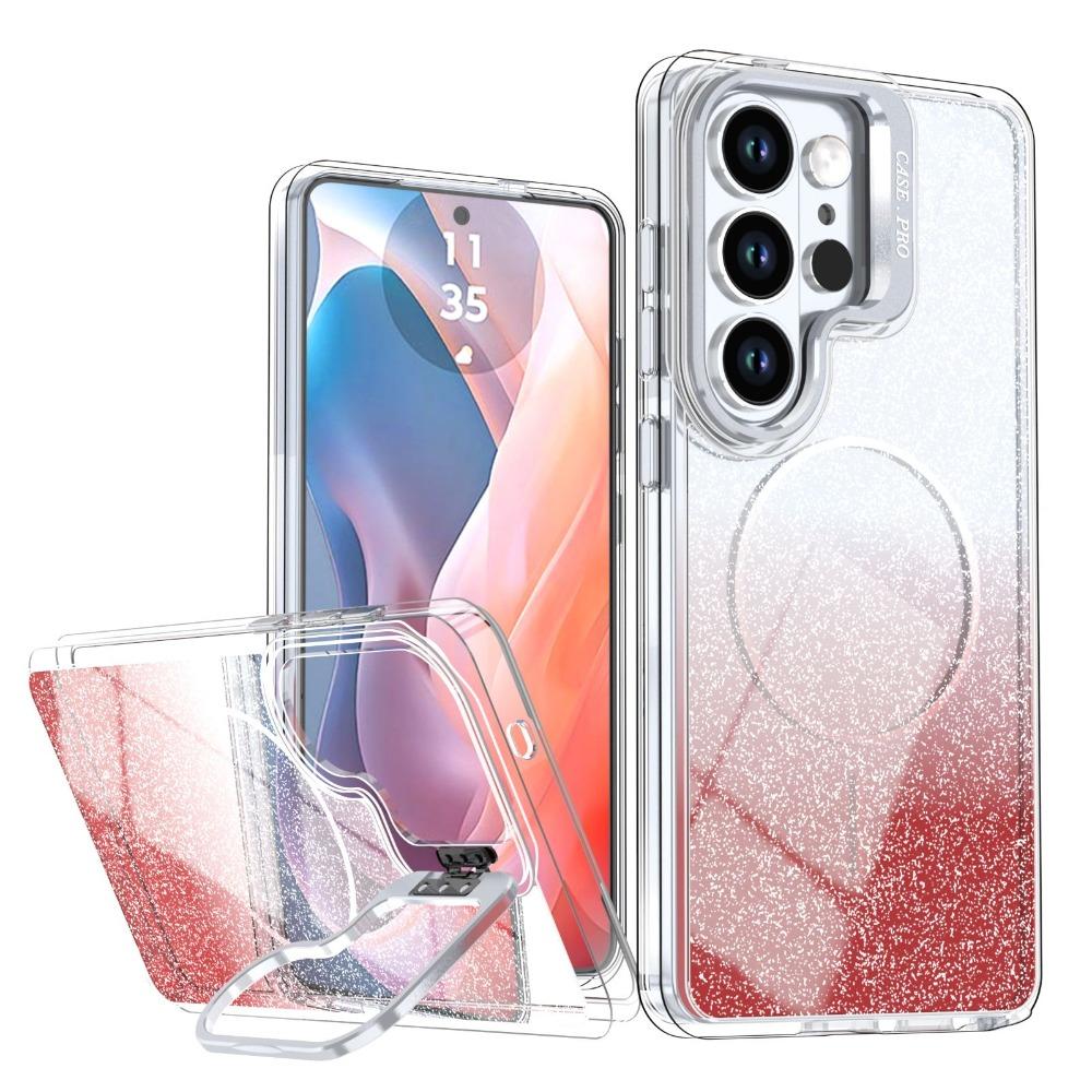 

Fashion TPU+PC Glitter Gradient Case For Samsung S26 Ultra S25 S24 FE Plus Lens Stand Protection Magnetic Wireless Charge Cover Galaxy S24 FE червоний