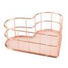 Rose Golden Heart Shape Storage Basket Heart Shaped Metal File Storage Basket  Household Use