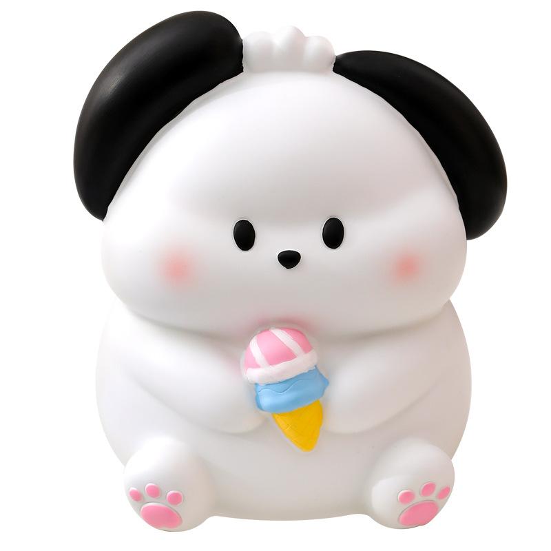 Eiscreme Hund Spardose mit Gummi, sturzsicher, kann aufbewahrt und abgehoben werden, Kinderspardose, niedlicher Stil, kreatives Geschenk zum Lehrertag