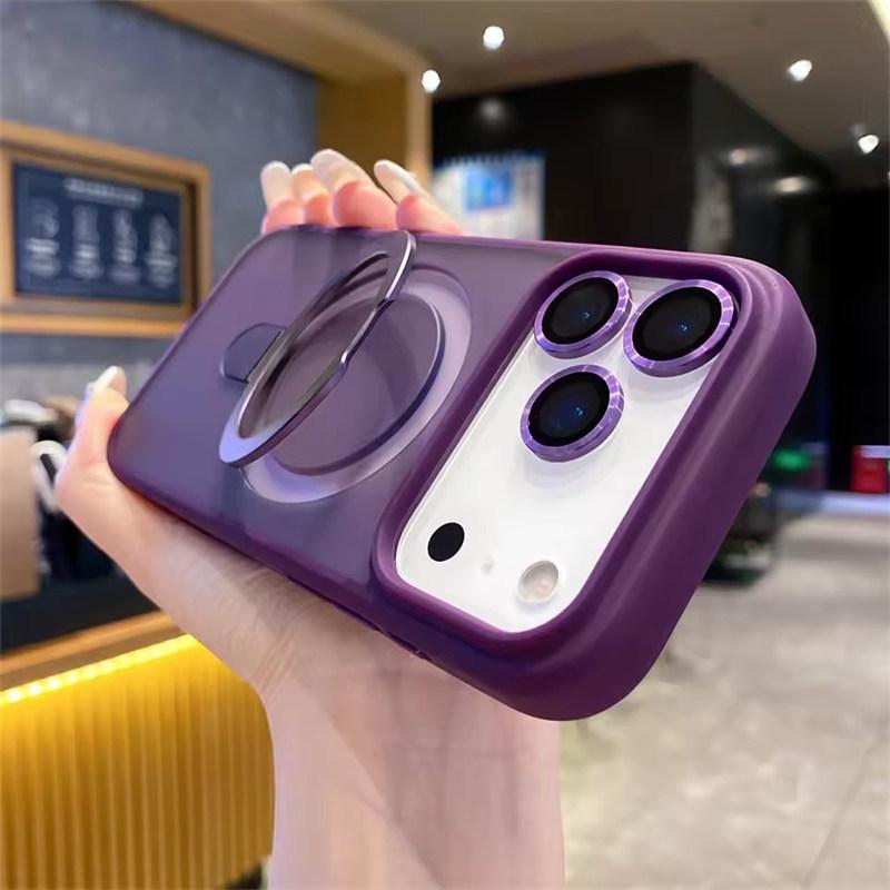 

Роскошный чехол для беспроводной зарядки Magsafe для iPhone 17 Air 16 15 14 13 12 11 Pro Max Plus с магнитным кольцом-подставкой и защитой камеры iPhone 13