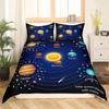 Planet Kids Duvet Cover Planets Rockets Airships Outer Space Galaxy Bedding Set,Stars Dots Comforter Cover Cartoon Quilt Cover