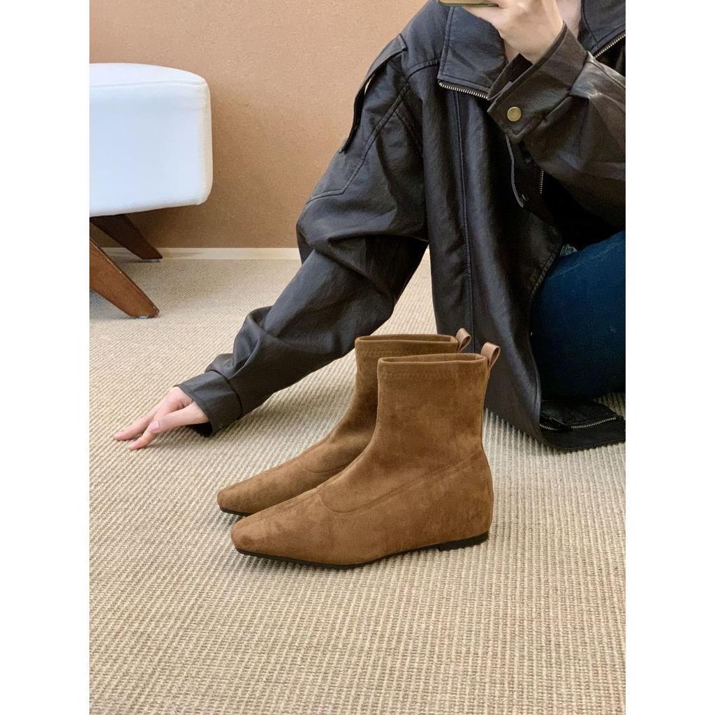 Height-increasing retro brown Martin boots women's shoes 2025 new temperament thin French small short boots spring and autumn single boots