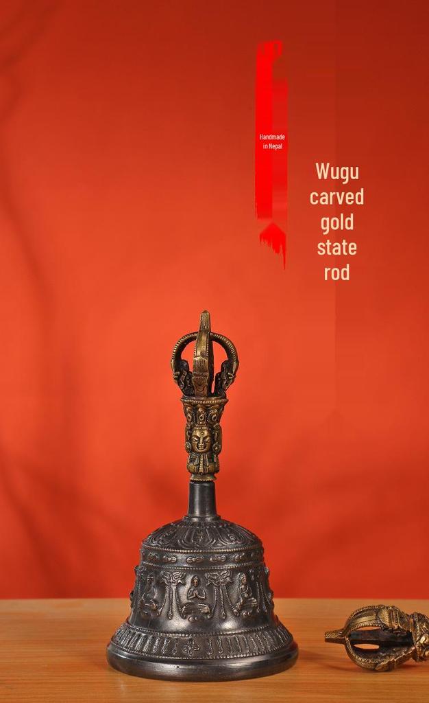 Nepal Vajra Bell & Dorje Tingsha: Bronze Practice Bell for Tibetan Buddhism Altar