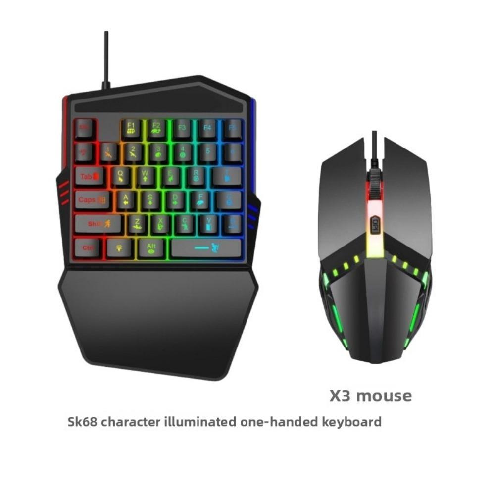 One-handed Keyboard Colorful Mechanical 35 Keys with Mobile Phone Throne PUBG Handle Mobile Game Chicken Eating Artifact