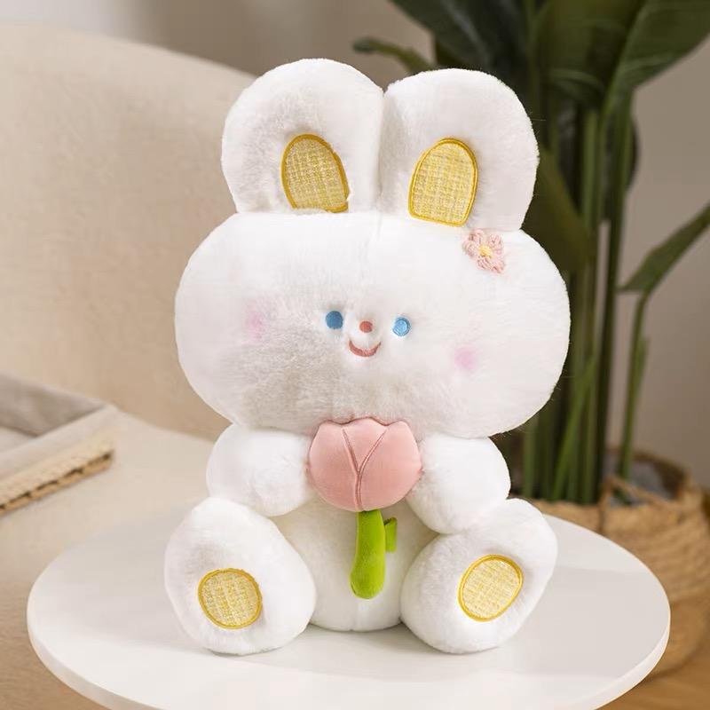 Adorable Hug Tulip Flowers Bunny Plushie Stuffed Cartoon Rabbits with Carrot Bread Strawberry Baby Appease Cuddly Doll Plush Toy St Practical Use