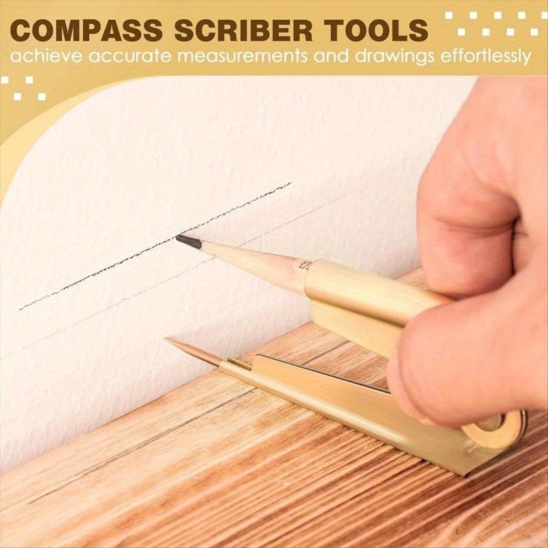 1pc Metal Scriber Compass, 180° Adjustable Wing Nut, Precision Woodworking Circle Scribing Tool for Drawing and Marking