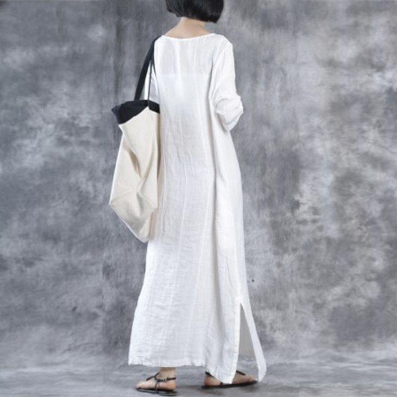 Women Simple Fashion Loose Baggy Long Maxi Dress Half Sleeve Split Plus Size For Effortless Elegance