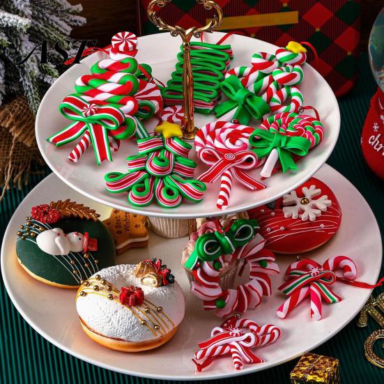 Christmas Tree Decorations 16 Pcs Lollipop Ornaments, Red Green Striped Peppermint Swirl Candy Cane Holiday Party Supplies Hanging Decoration,