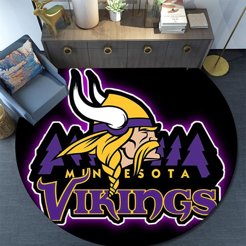 Minnesota Vikings3,Round Area Rug,Carpet Rug for Living Room Bedroom Sofa Playroom Decor,Non-slip Floor Mat