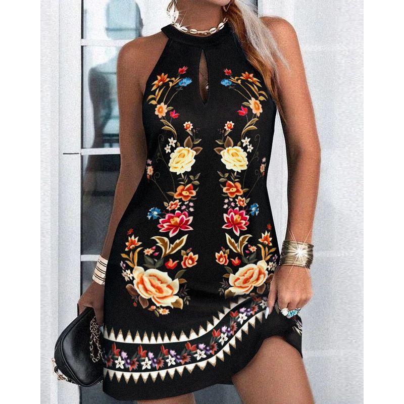 

Independent Station Wish Amazon Hot Fashion Style Fashion Summer Sleeveless Halter Print Dress Women s Fashion Figure 1 S