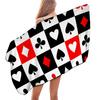 Red White Black Playing Card Game Beach Towel, Microfiber Absorbent Quick Dry Bath Towel, In Vintage Style Soft Kid Unisex Towel
